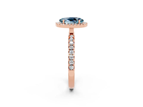 Rose gold Oval Cut Halo Diamond Pave Band with Prong Setting_2
