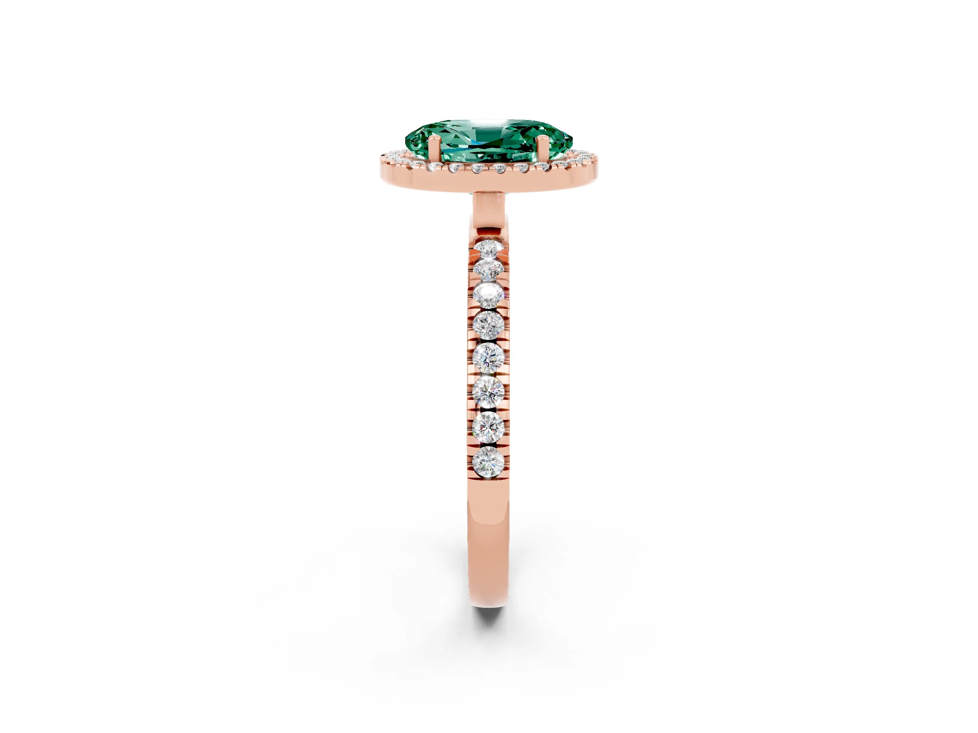 Rose gold Oval Cut Halo Diamond Pave Band with Prong Setting_2