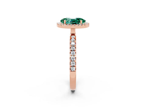 Rose gold Oval Cut Halo Diamond Pave Band with Prong Setting_2