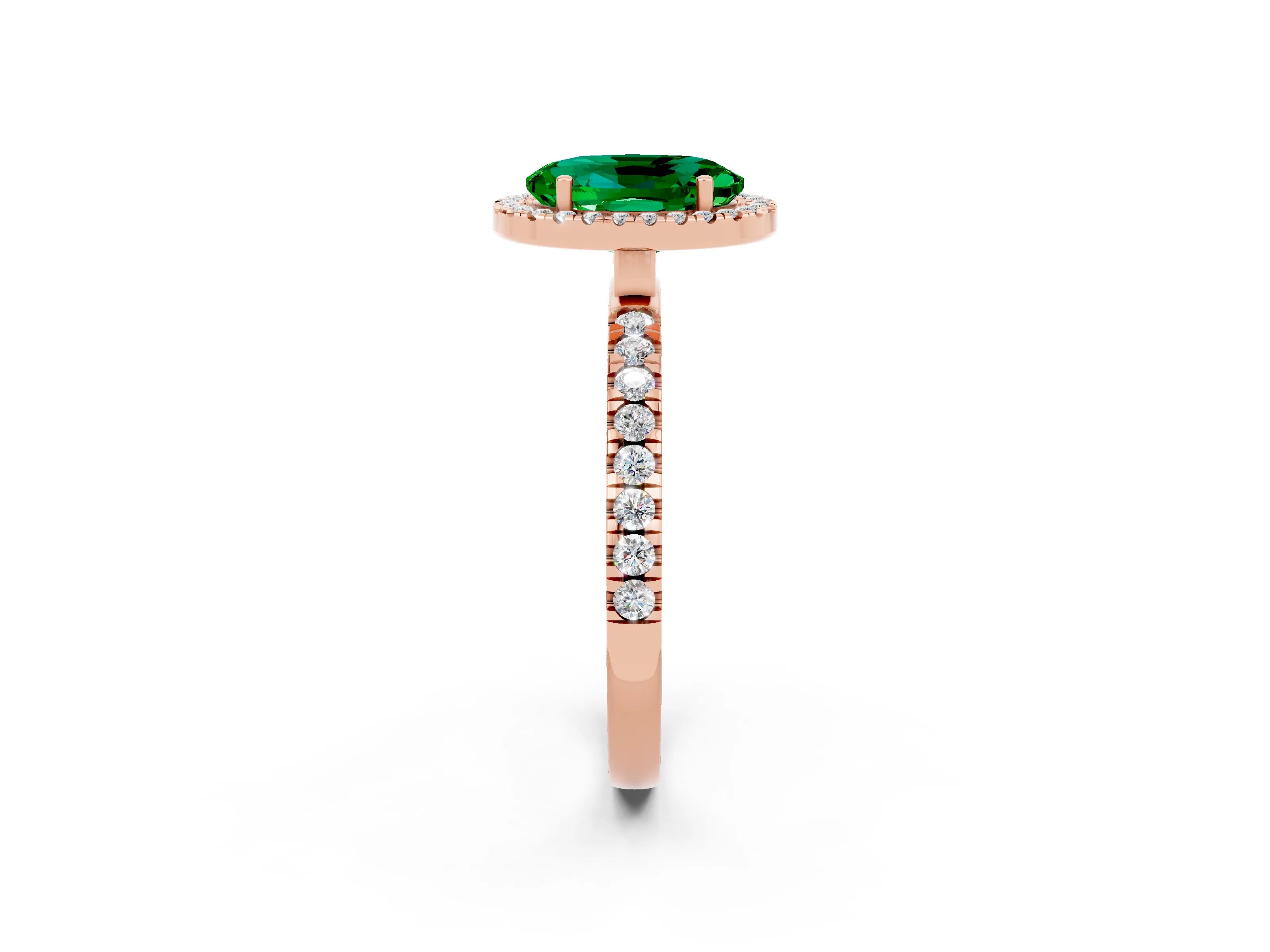 Rose gold Oval Cut Halo Diamond Pave Band with Prong Setting_2