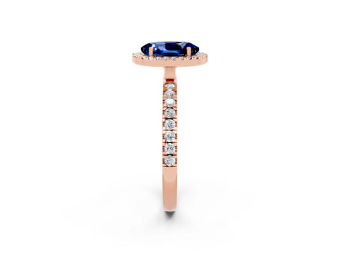 Rose gold Oval Cut Halo Diamond Pave Band with Prong Setting_2