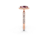 Rose gold Oval Cut Halo Diamond Pave Band with Prong Setting_2