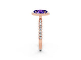 Rose gold Oval Cut Halo Diamond Pave Band with Prong Setting_2