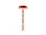 Rose gold Oval Cut Halo Diamond Pave Band with Prong Setting_2
