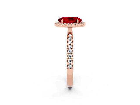 Rose gold Oval Cut Halo Diamond Pave Band with Prong Setting_2
