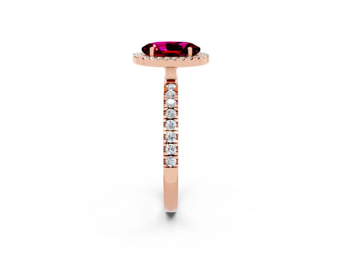 Rose gold Oval Cut Halo Diamond Pave Band with Prong Setting_2