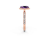 Rose gold Oval Cut Halo Diamond Pave Band with Prong Setting_2