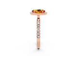 Rose gold Oval Cut Halo Diamond Pave Band with Prong Setting_2