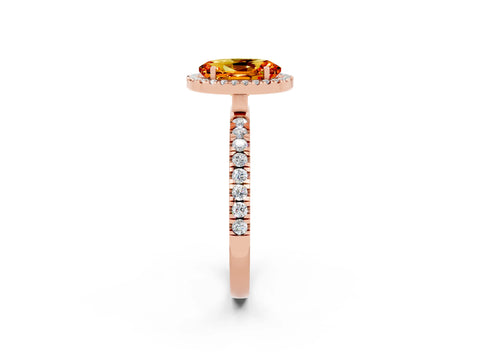 Rose gold Oval Cut Halo Diamond Pave Band with Prong Setting_2