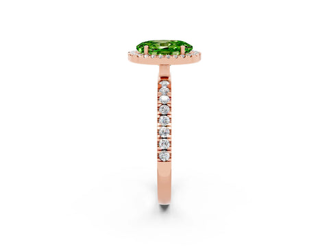 Rose gold Oval Cut Halo Diamond Pave Band with Prong Setting_2