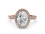 Rose gold Oval Cut Halo Diamond Pave Band with Prong Setting_3