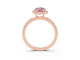 Rose gold Oval Cut Halo Diamond Pave Band with Prong Setting_3