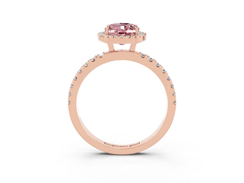 Rose gold Oval Cut Halo Diamond Pave Band with Prong Setting_3