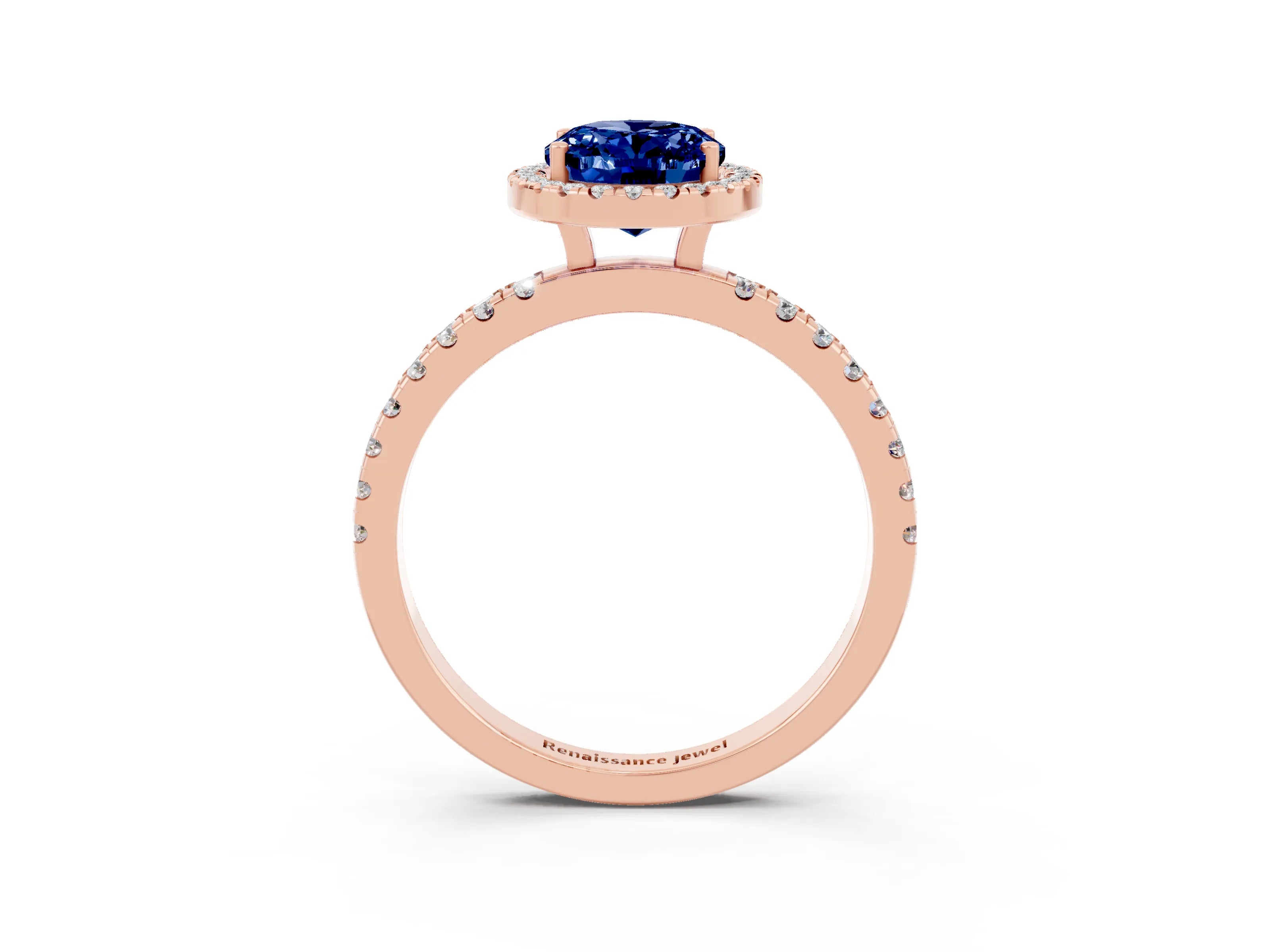 Rose gold Oval Cut Halo Diamond Pave Band with Prong Setting_3