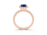 Rose gold Oval Cut Halo Diamond Pave Band with Prong Setting_3