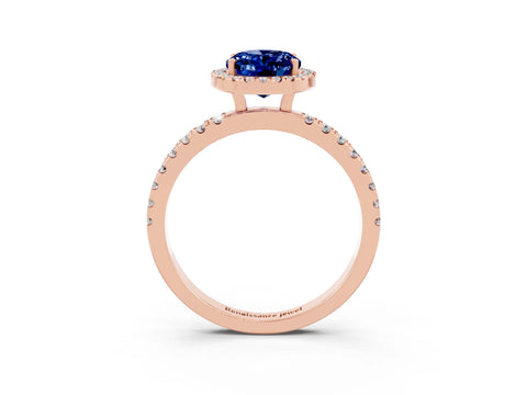 Rose gold Oval Cut Halo Diamond Pave Band with Prong Setting_3
