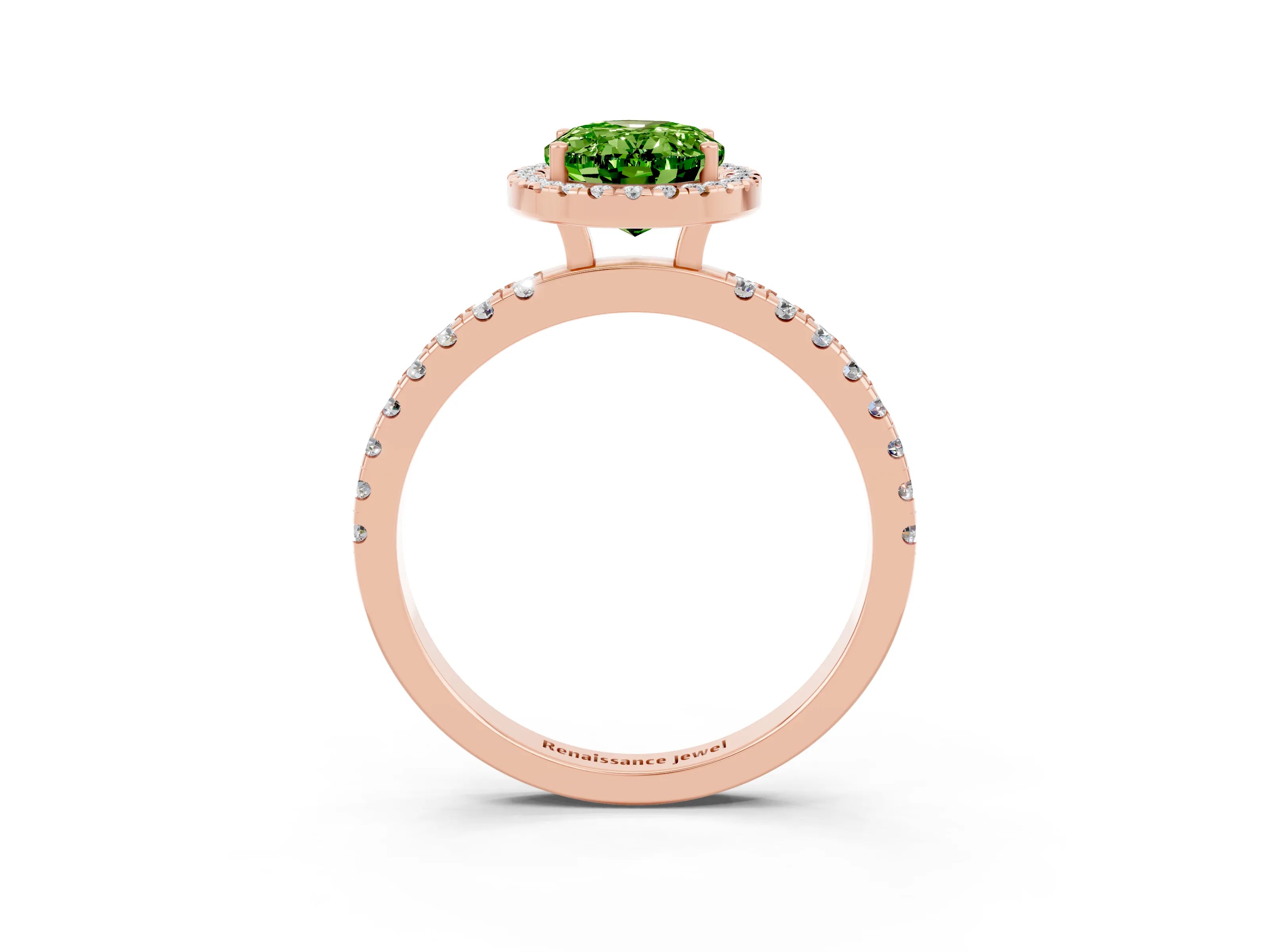 Rose gold Oval Cut Halo Diamond Pave Band with Prong Setting_3