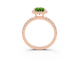Rose gold Oval Cut Halo Diamond Pave Band with Prong Setting_3