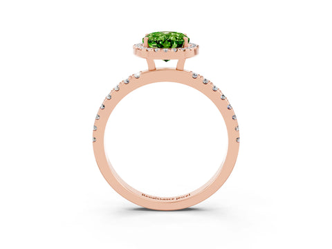 Rose gold Oval Cut Halo Diamond Pave Band with Prong Setting_3