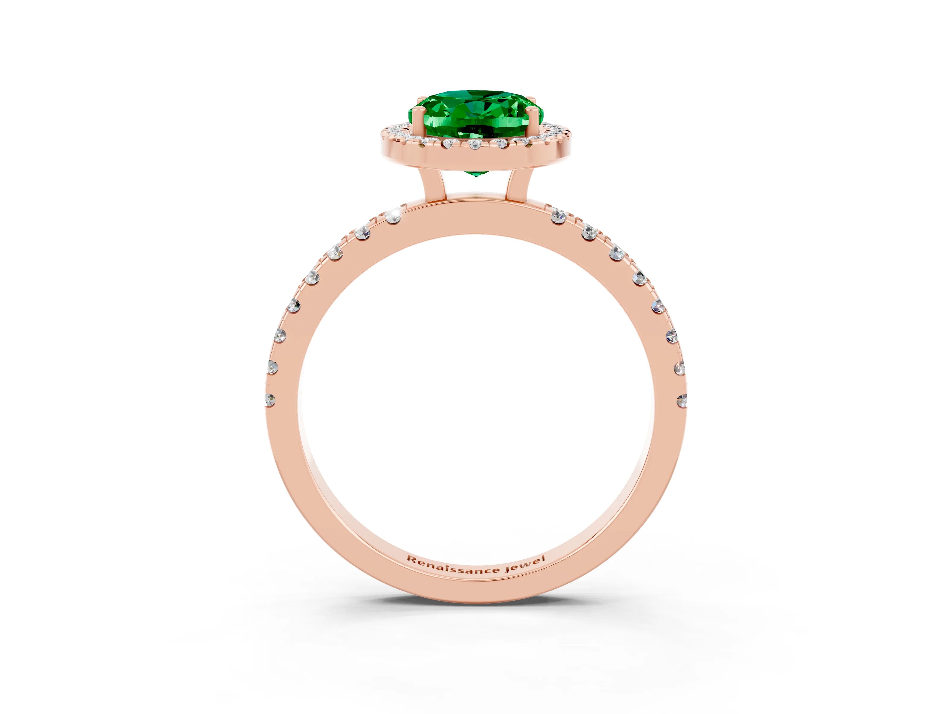 Rose gold Oval Cut Halo Diamond Pave Band with Prong Setting_3