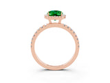 Rose gold Oval Cut Halo Diamond Pave Band with Prong Setting_3