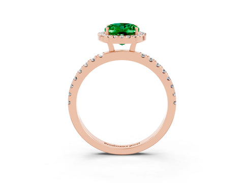 Rose gold Oval Cut Halo Diamond Pave Band with Prong Setting_3
