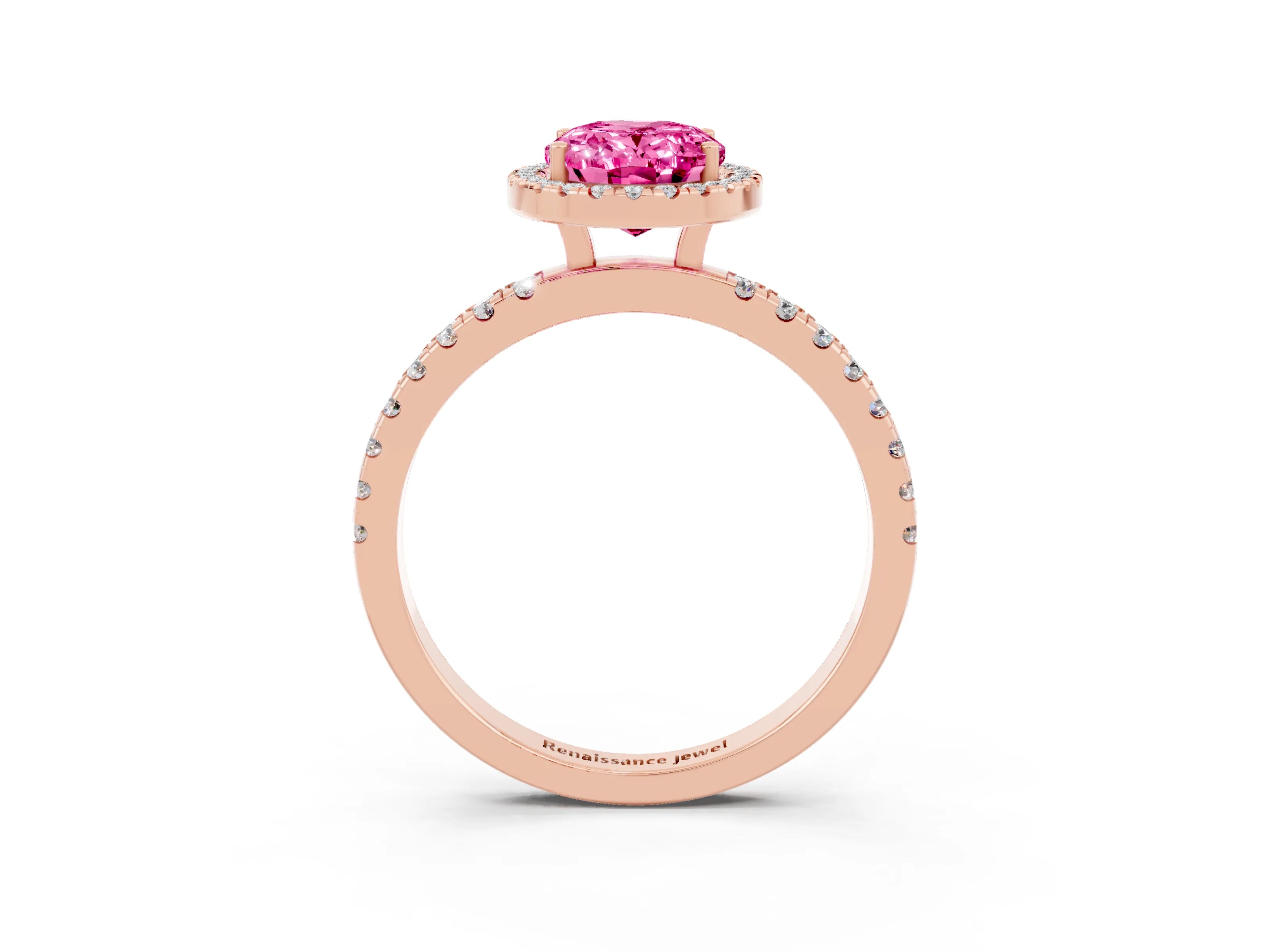 Rose gold Oval Cut Halo Diamond Pave Band with Prong Setting_3
