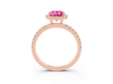Rose gold Oval Cut Halo Diamond Pave Band with Prong Setting_3