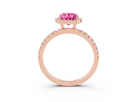 Rose gold Oval Cut Halo Diamond Pave Band with Prong Setting_3