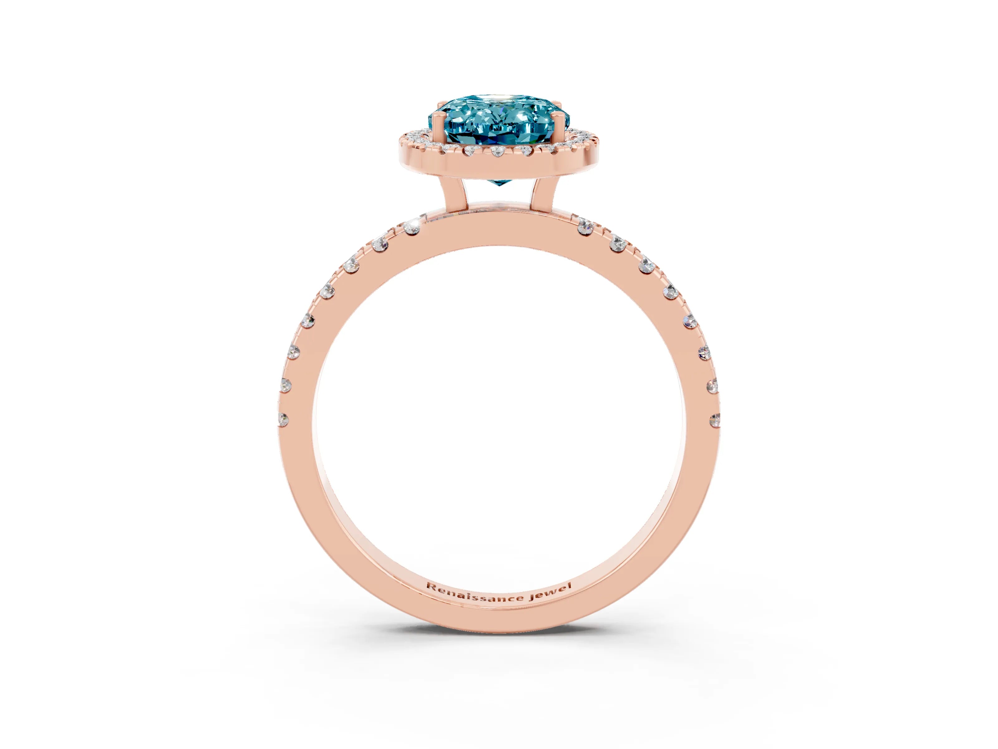 Rose gold Oval Cut Halo Diamond Pave Band with Prong Setting_3