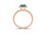 Rose gold Oval Cut Halo Diamond Pave Band with Prong Setting_3