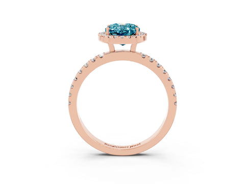 Rose gold Oval Cut Halo Diamond Pave Band with Prong Setting_3