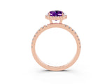 Rose gold Oval Cut Halo Diamond Pave Band with Prong Setting_3