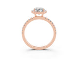 Rose gold Oval Cut Halo Diamond Pave Band with Prong Setting_3