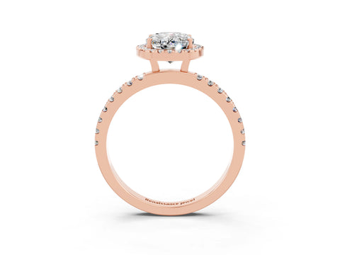 Rose gold Oval Cut Halo Diamond Pave Band with Prong Setting_3