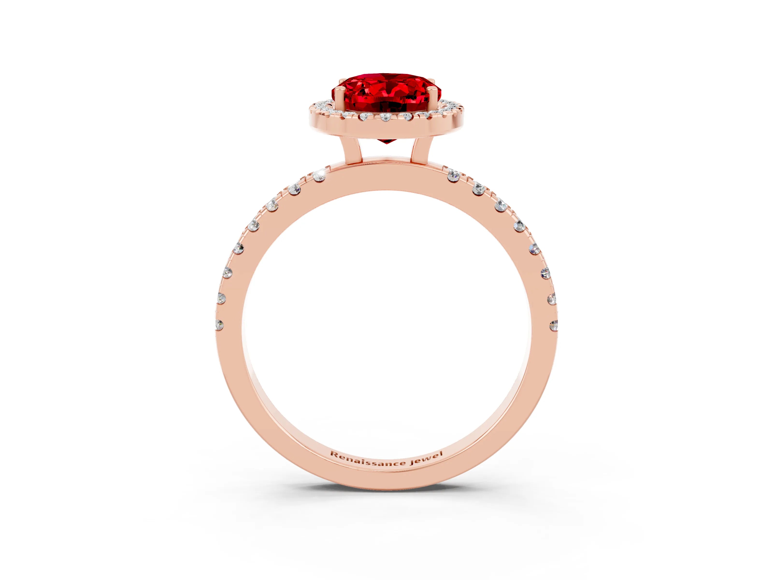 Rose gold Oval Cut Halo Diamond Pave Band with Prong Setting_3