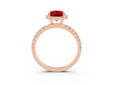 Rose gold Oval Cut Halo Diamond Pave Band with Prong Setting_3