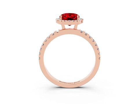 Rose gold Oval Cut Halo Diamond Pave Band with Prong Setting_3