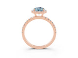 Rose gold Oval Cut Halo Diamond Pave Band with Prong Setting_3