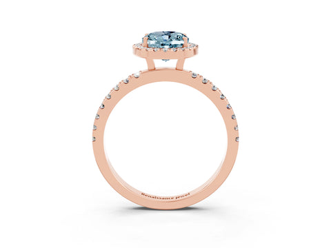 Rose gold Oval Cut Halo Diamond Pave Band with Prong Setting_3