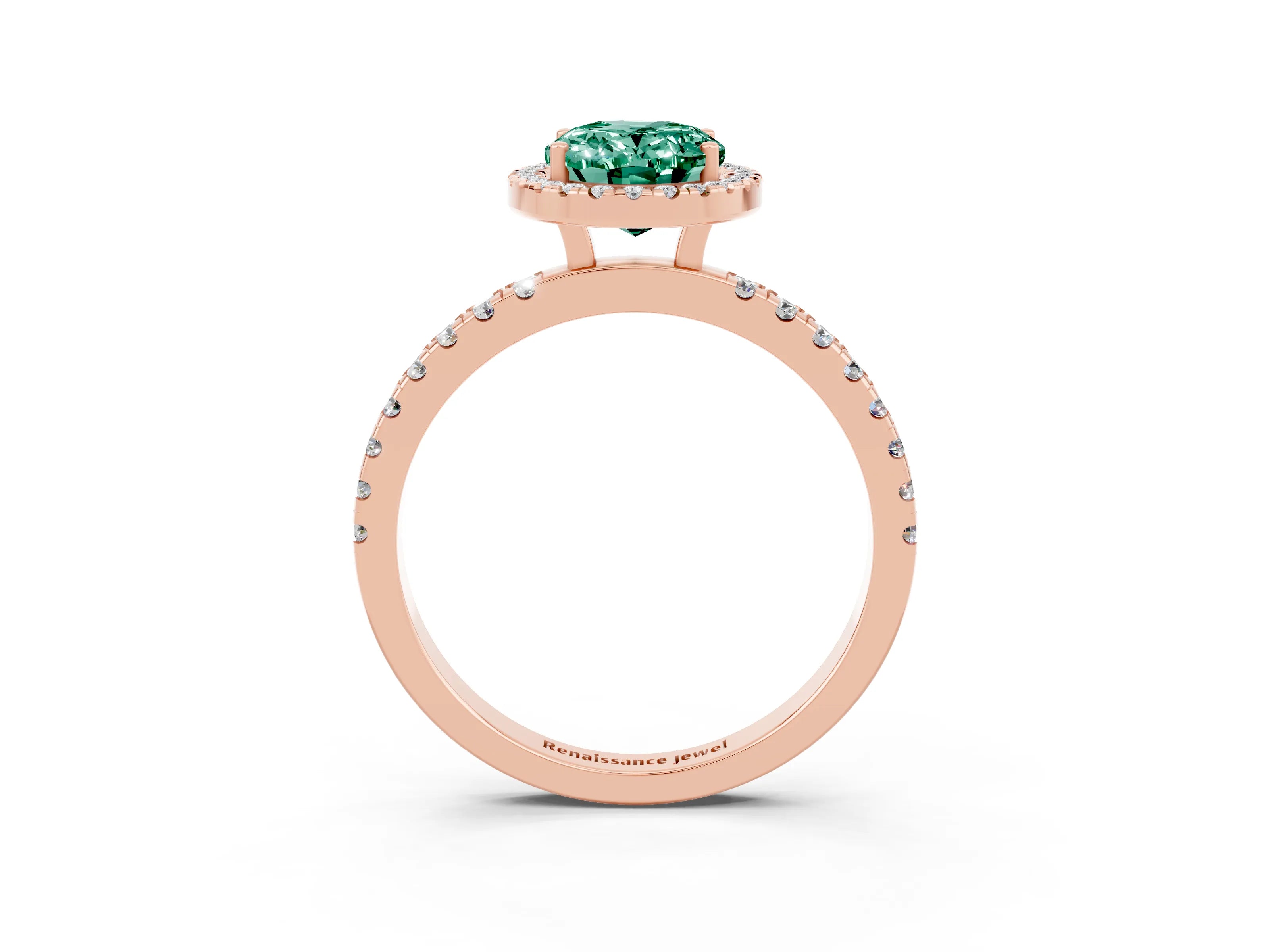 Rose gold Oval Cut Halo Diamond Pave Band with Prong Setting_3