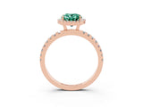 Rose gold Oval Cut Halo Diamond Pave Band with Prong Setting_3