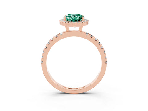 Rose gold Oval Cut Halo Diamond Pave Band with Prong Setting_3