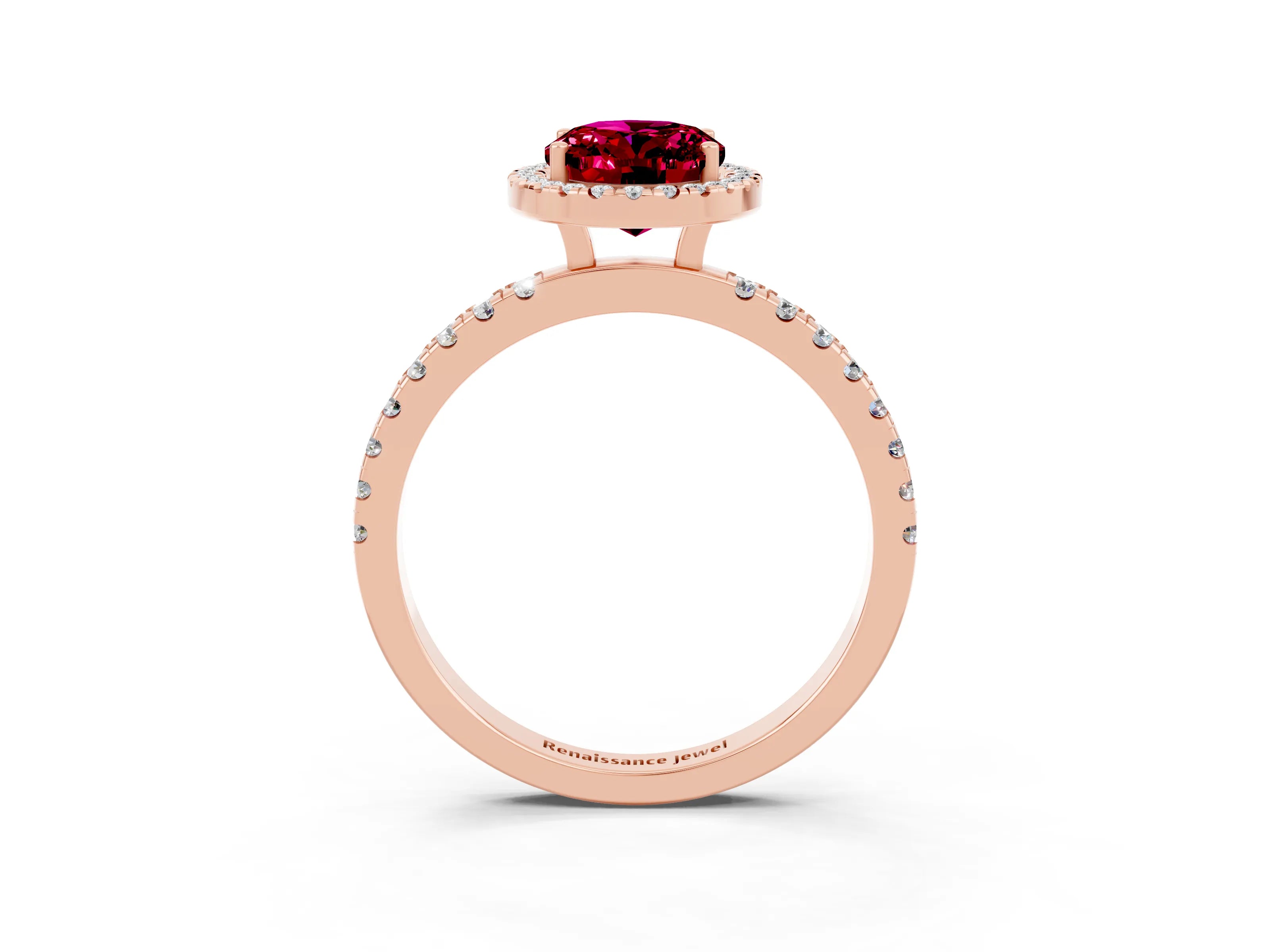 Rose gold Oval Cut Halo Diamond Pave Band with Prong Setting_3
