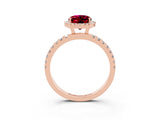 Rose gold Oval Cut Halo Diamond Pave Band with Prong Setting_3