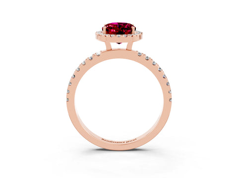 Rose gold Oval Cut Halo Diamond Pave Band with Prong Setting_3