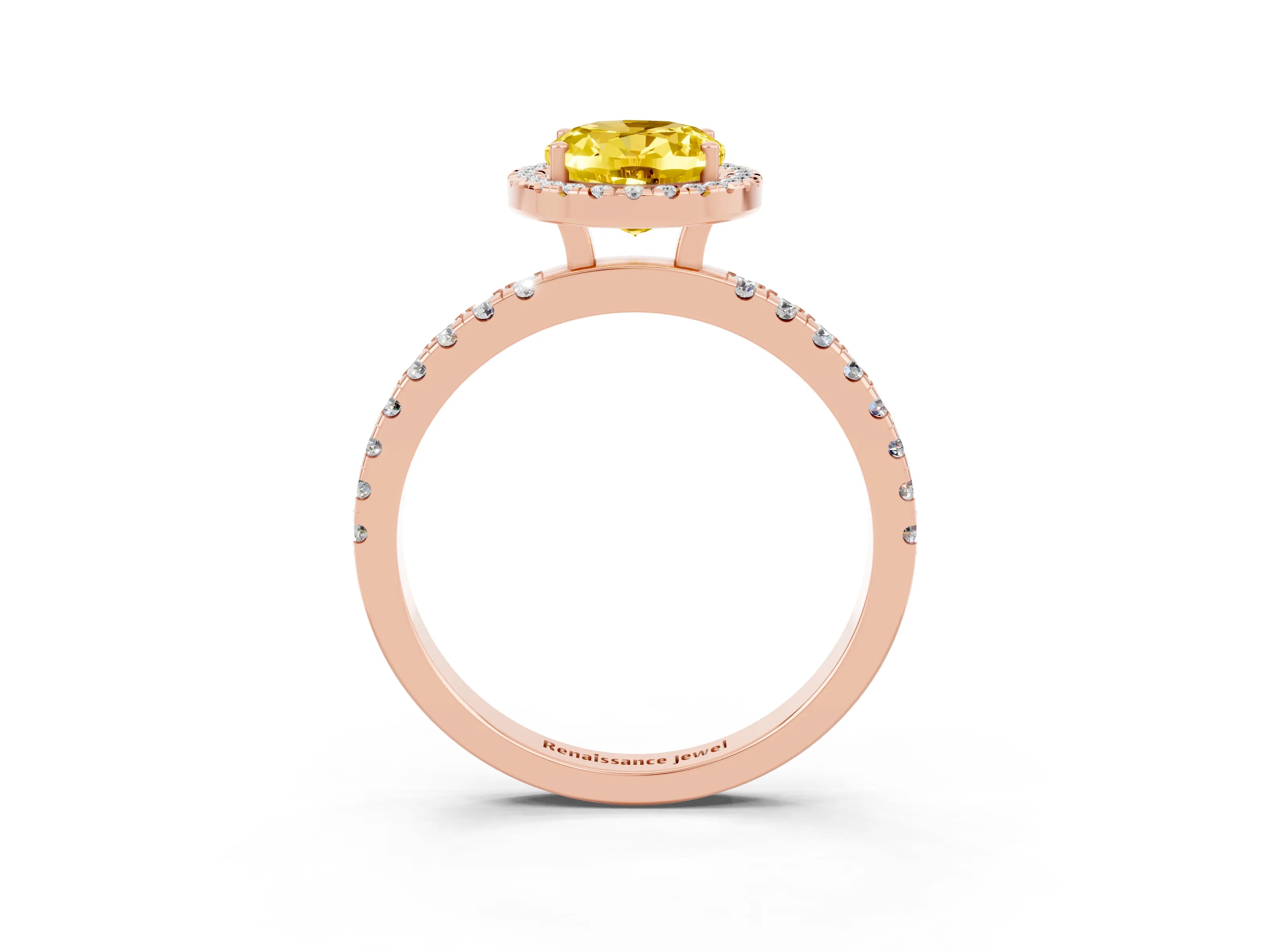 Rose gold Oval Cut Halo Diamond Pave Band with Prong Setting_3