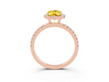 Rose gold Oval Cut Halo Diamond Pave Band with Prong Setting_3