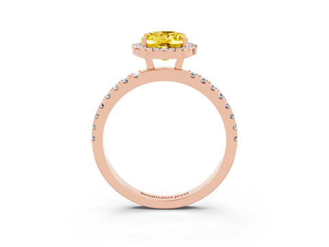 Rose gold Oval Cut Halo Diamond Pave Band with Prong Setting_3