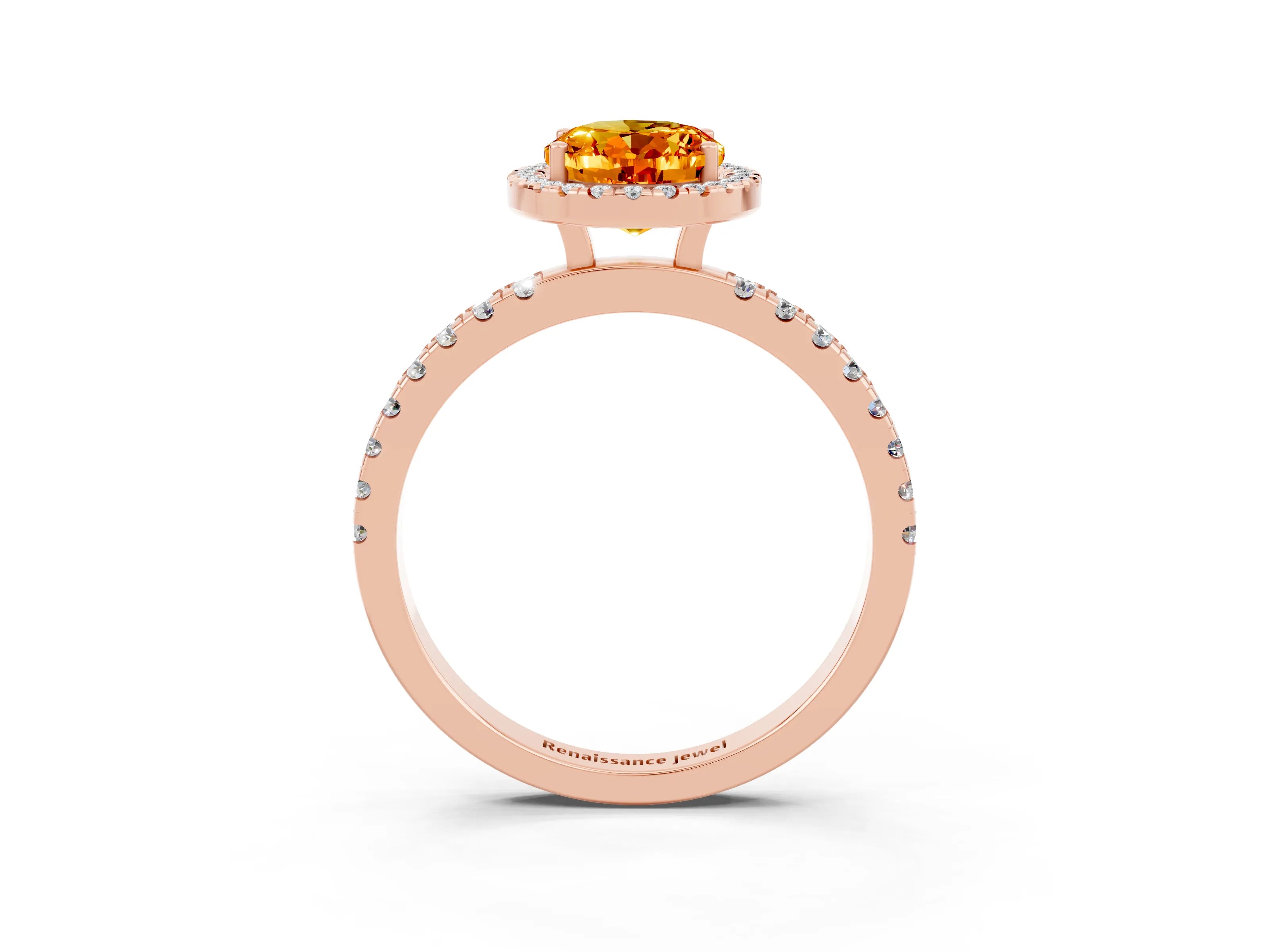 Rose gold Oval Cut Halo Diamond Pave Band with Prong Setting_3